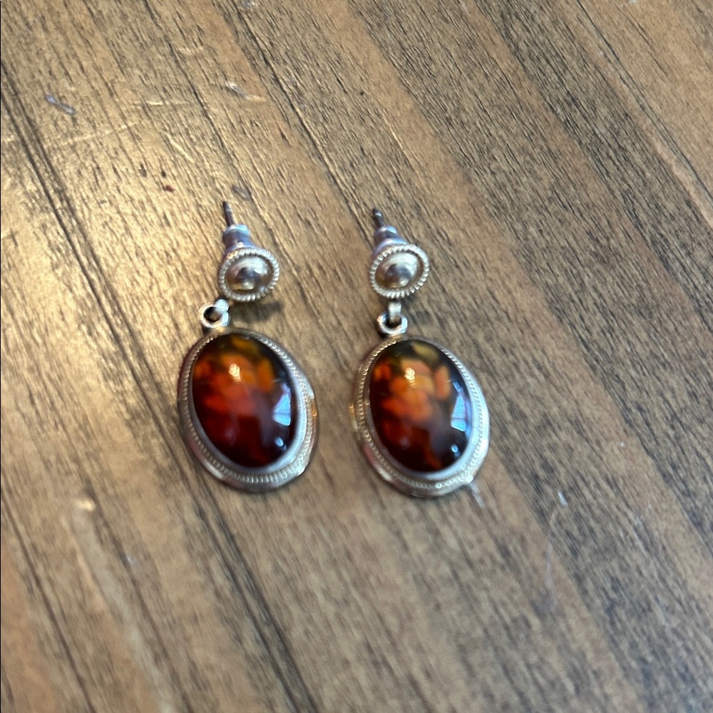 Brown and gold tone Drop Earrings